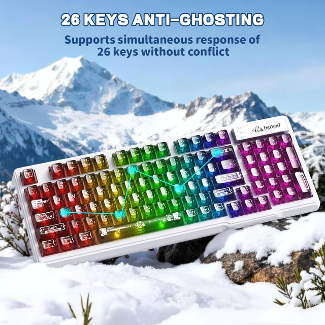 Alt view image 7 of 7 - M95 Transparent Membrane Keyboard with Clear Keycap,Wired Gaming Keyboard with RGB Backlit, 94 Silent Keys with Mechanical Feeling,26-Key Anti-ghosting,for Mac/Windows -Black