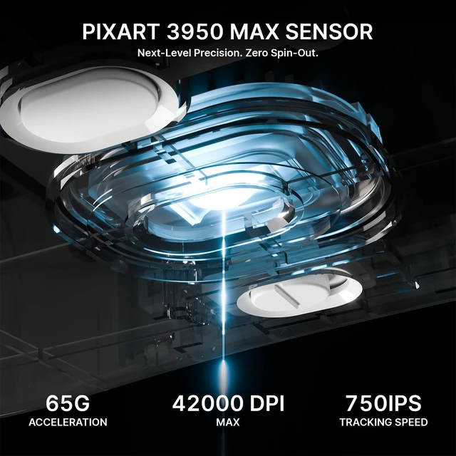 Alt view image 5 of 7 - Wireless Gaming Mouse Whit 42000 DPI-PAW3950 MAX Sensor-59g Lightweight-Nordic54L15 MCU-400h Battery Life, Triple Modes,Gaming Accessories for PC/Laptop/Mac (White)