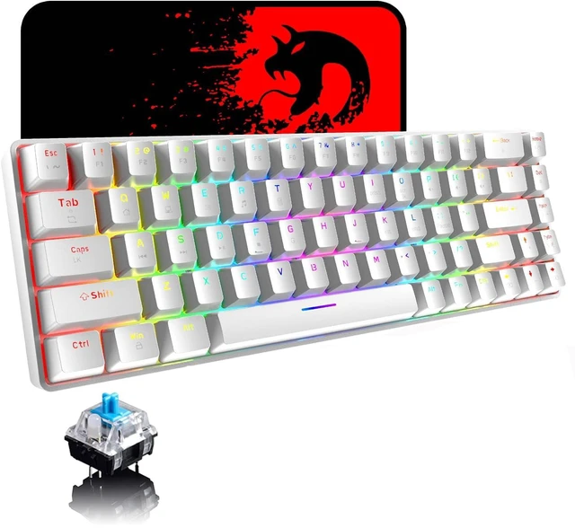 Main image of 65% Wired Gaming Mechanical Keyboard and Mouse Combo, Mini 68 Keys, RGB Backlight, Lightweight RGB Optical Mouse,Mouse Pad Compatible with PS4,Xbox,PC,Laptop,MAC (White/Blue Switch)
