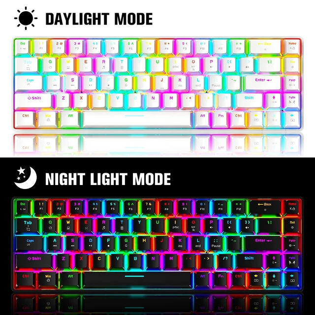 Alt view image 7 of 7 - 65% Wired Gaming Mechanical Keyboard and Mouse Combo, Mini 68 Keys, RGB Backlight, Lightweight RGB Optical Mouse,Mouse Pad Compatible with PS4,Xbox,PC,Laptop,MAC (White/Blue Switch)