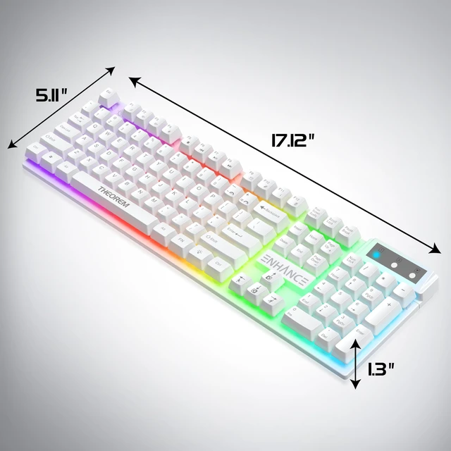 Alt view image 2 of 7 - Power Enhance Theorem 3 Hybrid Mecha-Membrane RGB Gaming Keyboard - White