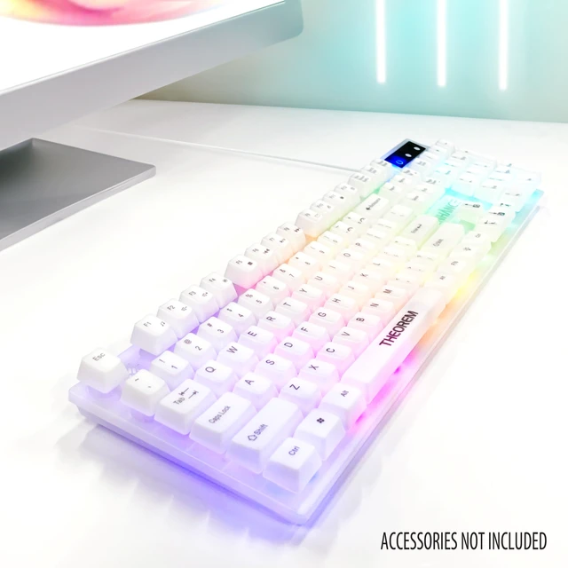 Alt view image 3 of 7 - Power Enhance Theorem 3 Hybrid Mecha-Membrane RGB Gaming Keyboard - White