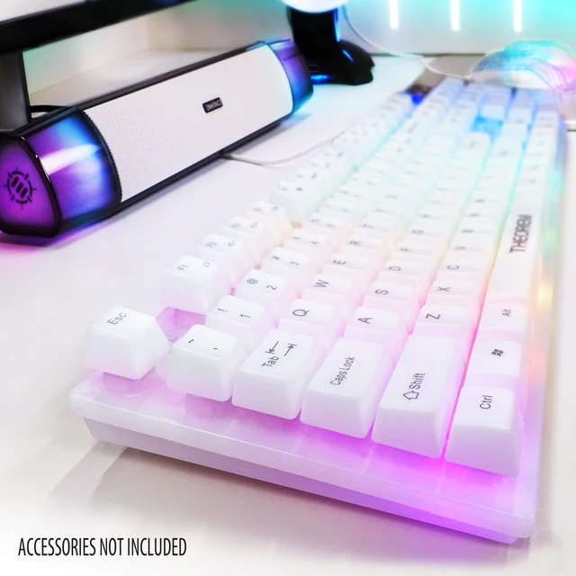 Alt view image 7 of 7 - Power Enhance Theorem 3 Hybrid Mecha-Membrane RGB Gaming Keyboard - White