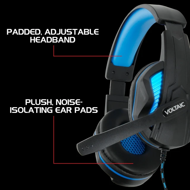 Alt view image 3 of 7 - PC Gaming Headset for PS4 & Computer with 7.1 Surround Sound - Voltaic PRO Esports Computer Headphones with Microphone, LED Light, in-Line Controls - Great for PUBG, Fortnite & More