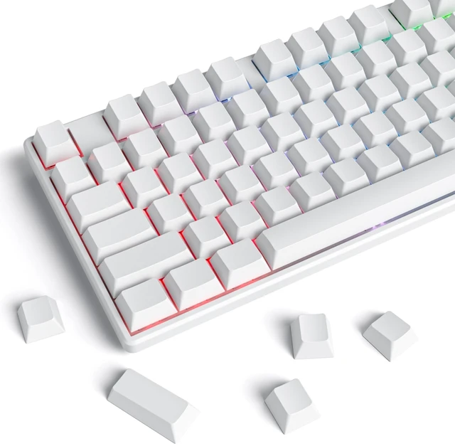 Main image of 128 Key Blank Keycaps, Thick PBT, Custom Gaming Keycaps, Minimalist White Keycap for US/ISO Layout 60% 65% 75% Mechanical Keyboard(White)