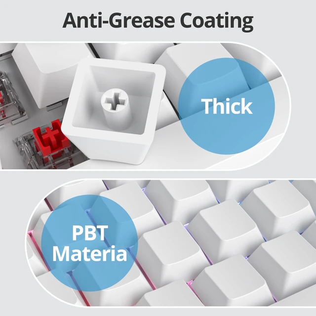 Alt view image 3 of 6 - 128 Key Blank Keycaps, Thick PBT, Custom Gaming Keycaps, Minimalist White Keycap for US/ISO Layout 60% 65% 75% Mechanical Keyboard(White)