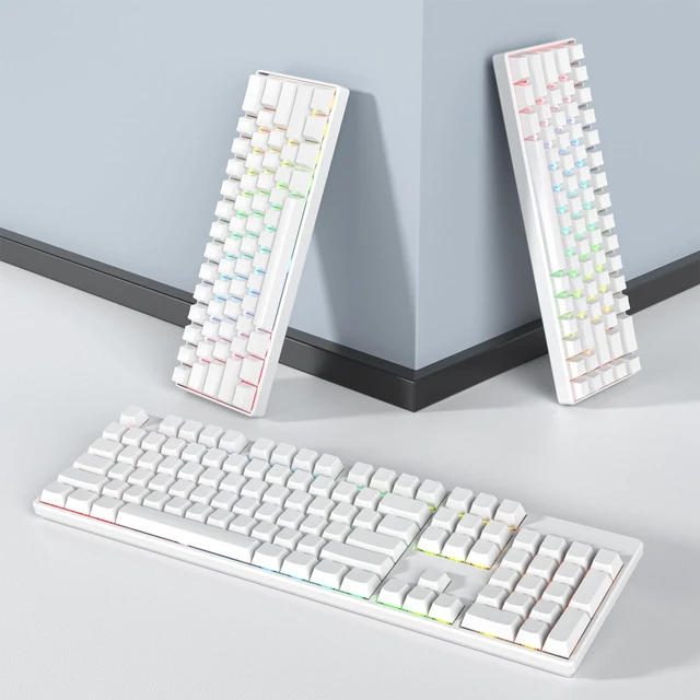 Alt view image 4 of 6 - 128 Key Blank Keycaps, Thick PBT, Custom Gaming Keycaps, Minimalist White Keycap for US/ISO Layout 60% 65% 75% Mechanical Keyboard(White)