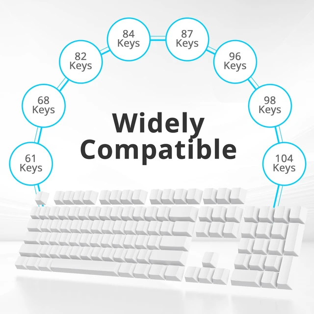 Alt view image 6 of 6 - 128 Key Blank Keycaps, Thick PBT, Custom Gaming Keycaps, Minimalist White Keycap for US/ISO Layout 60% 65% 75% Mechanical Keyboard(White)