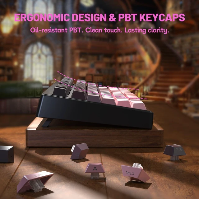 Alt view image 7 of 7 - M87V2 Wireless Gaming Keyboard, 80% TKL 87-Key Low Profile-Black | Quiet Typing, Mechanical Feel, Tri-Mode, PBT Gradient Keycaps, 16M RGB Backlit, 4000mAh Battery, USB-C for PC, Mac, Linux