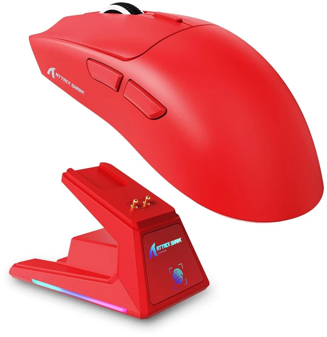 Main image of X1 Wireless Gaming Mouse with RGB Charging Dock, PAW3395 PRO Sensor Up to 40K DPI,53g Ultra Light Tri-Mode Computer Mice,1KHz Polling Rate 5 Programmable Buttons for WIN/MAC-Red