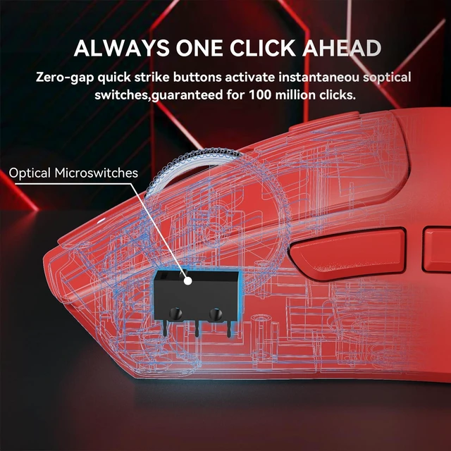 Alt view image 6 of 7 - X1 Wireless Gaming Mouse with RGB Charging Dock, PAW3395 PRO Sensor Up to 40K DPI,53g Ultra Light Tri-Mode Computer Mice,1KHz Polling Rate 5 Programmable Buttons for WIN/MAC-Red