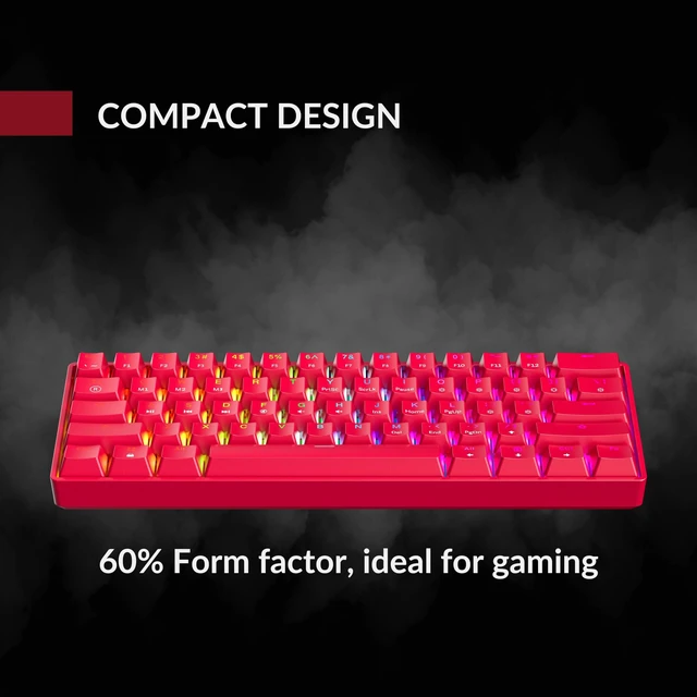 Alt view image 7 of 7 - Mechanical Gaming Keyboard - 61 Keys Multi Color RGB Illuminated LED Backlit Wired Programmable for PC/Mac Gamer (Gateron Optical Red, Red)