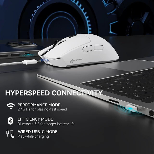 Alt view image 4 of 7 - X1 Superlight Wireless Gaming Mouse with RGB Magnetic Charging Dock, BT/2.4G Wireless/Wired Gaming Mouse, PAW3395PRO Gaming Sensor, 40000DPI, 53g Office Mice for PC/Mac/Win/Xbox (White)