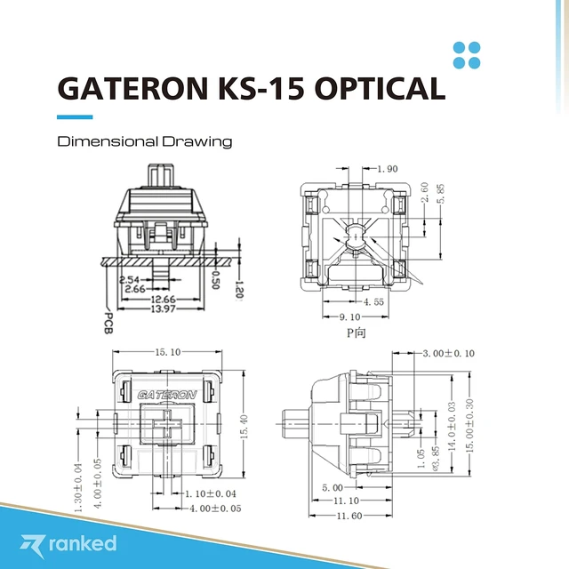 Alt view image 7 of 7 - Gateron ks-15 Optical Key Switches for RGB Mechanical Gaming Keyboards | Plate Mounted (Gateron Optical Red, 90 Pcs)