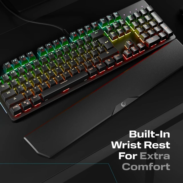 Alt view image 5 of 7 - KB-R86 Umbra Mechanical Gaming Keyboard High-Performance Switches, 26-Key Anti-Ghosting, 12 Multia Keys, Wrist Rest, Durable ABS Compatible with PC, Laptop, Mac (Blue Switch)