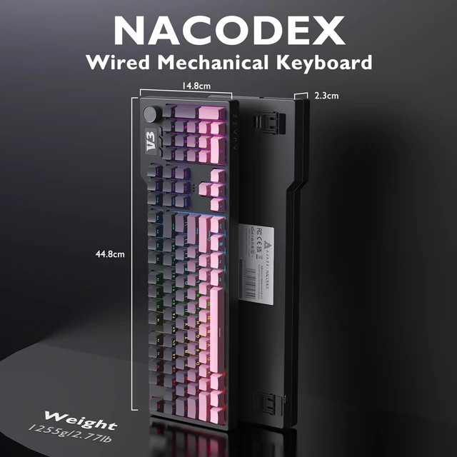 Alt view image 6 of 7 - AK35I V3 104-Key Full Size Wired Gasket Mount Gaming Keyboard with Multimedia Buttons & Knob Control | Five Layer Pad | OEM Profile PBT Keycaps | White Backlit Custom Keyboard