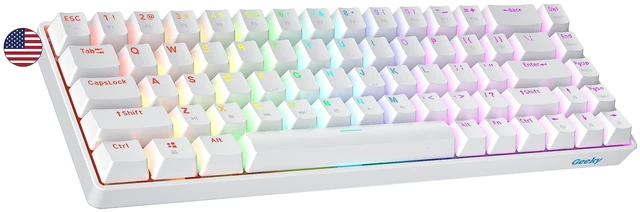 Main image of GK65 SE 65% | Mechanical Gaming Keyboard | 68 Keys Multi Color RGB LED Backlit for PC/Mac Gamer | ANSI US American Layout (White, Mechanical Speed Silver)