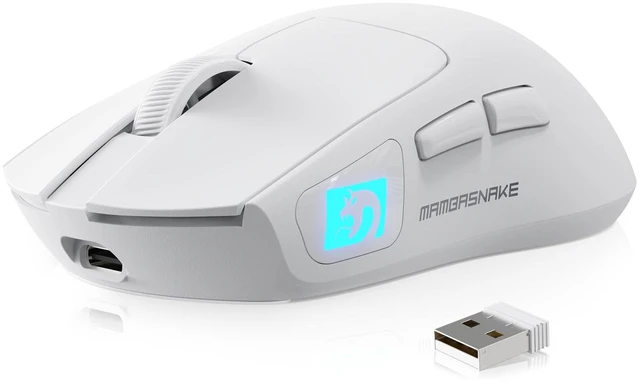 Main image of M4 Ultra-Light Wireless Gaming Mouse 52g, 24000 DPI PAW3311 Optical Sensor,2.4G/BT/Wired Ergonomic Computer Mice, RGB Lighting,400mAh Battery, Programmable Mouse for PC/Win/MAC-White