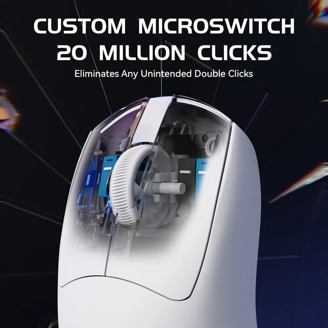 Alt view image 6 of 7 - M4 Ultra-Light Wireless Gaming Mouse 52g, 24000 DPI PAW3311 Optical Sensor,2.4G/BT/Wired Ergonomic Computer Mice, RGB Lighting,400mAh Battery, Programmable Mouse for PC/Win/MAC-White