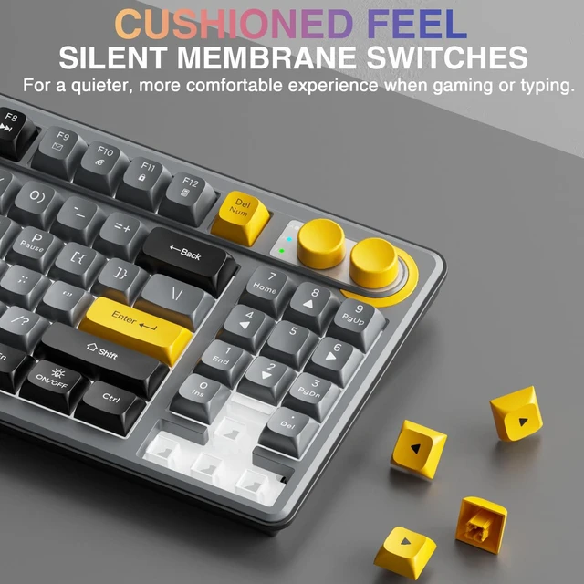 Alt view image 6 of 7 - SK90 75% Wireless Gaming Keyboard with Media Knob & Number Pad | Tri-Mode Connection Keyboard, BT5.0/2.4G/USB-C, RGB Backlit Cute Compact Silent Keys for Office&PC Mac Gaming 4000mAh Battery