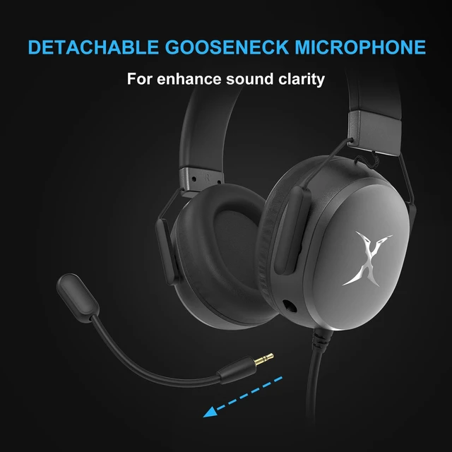 Alt view image 4 of 7 - BA-68 Gaming Headset for PC, PS4, PS5, Xbox, Lightweight Over-Ear Headphone with mic, 50MM Dynamic Drivers, 3.5mm Audio Jack, Soft Memory Foam Cushion, Removable Microphone