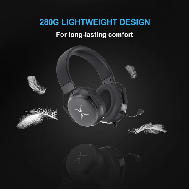 Alt view image 6 of 7 - BA-68 Gaming Headset for PC, PS4, PS5, Xbox, Lightweight Over-Ear Headphone with mic, 50MM Dynamic Drivers, 3.5mm Audio Jack, Soft Memory Foam Cushion, Removable Microphone
