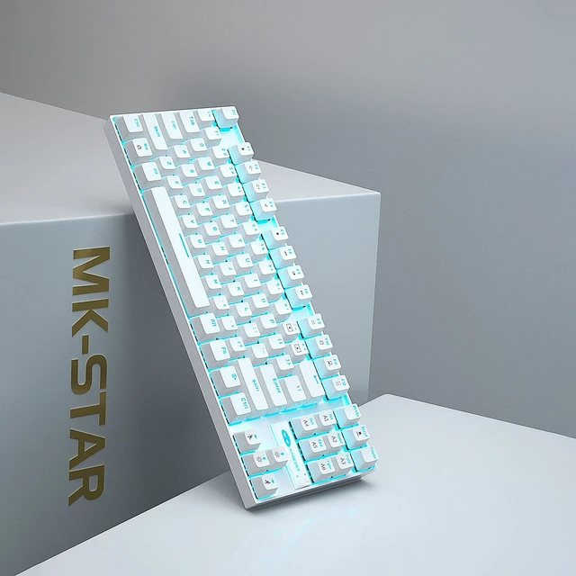Alt view image 7 of 7 - Mechanical Gaming Keyboard with Blue Switch, Compact 87 Keys Wired Computer Keyboard for Windows Laptop PC Gamer, LED Ice Blue Backlit, White