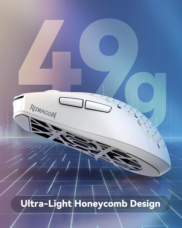 Alt view image 3 of 7 - M725 Honeycomb Shell Gaming Mouse Wireless Lightweight 49g -White | 8000 DPI Tri-Mode BT5.1/2.4GHz/Type-C Wired Gamer Mouse with 2 Side Buttons, Macro Programmable for PC/Mac/Laptop