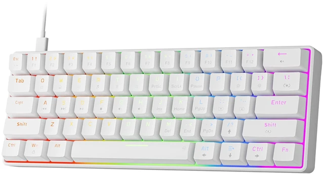 Main image of GM611 Mechanical Keyboard,LEDBacklit Wired Gaming Keyboard RedSwitch | Compact Portable,Mini 61 Keys,LED Backlit,60 Percent Mechanical Keyboard,White Keycaps,Windows Laptop PC,Linear Red Switches