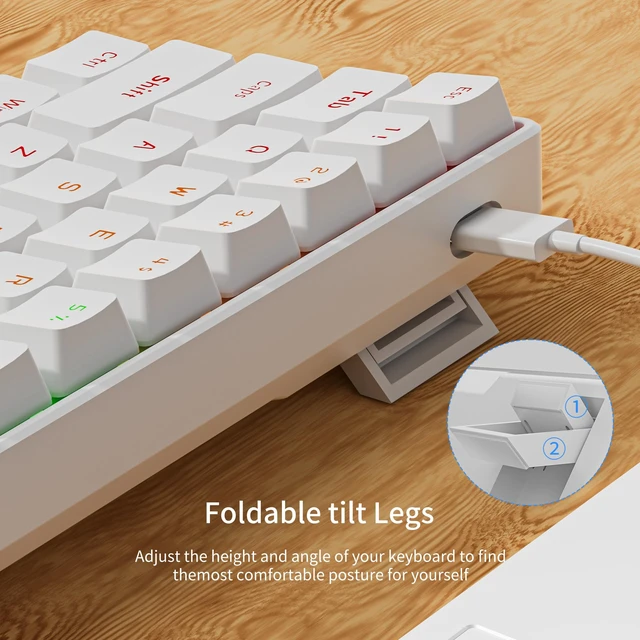 Alt view image 7 of 7 - GM611 Mechanical Keyboard,LEDBacklit Wired Gaming Keyboard RedSwitch | Compact Portable,Mini 61 Keys,LED Backlit,60 Percent Mechanical Keyboard,White Keycaps,Windows Laptop PC,Linear Red Switches
