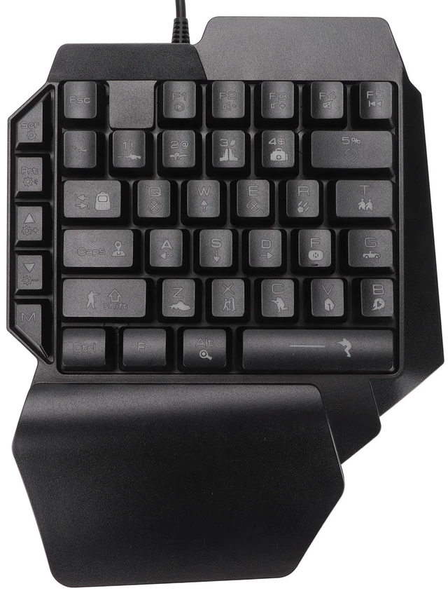 Main image of One Handed Gaming Keyboard, 39 Keys Luminous Professional Gaming Keyboard USB Wired Single Hand Mechanical Keyboard with Wrist Rest for PC Gaming