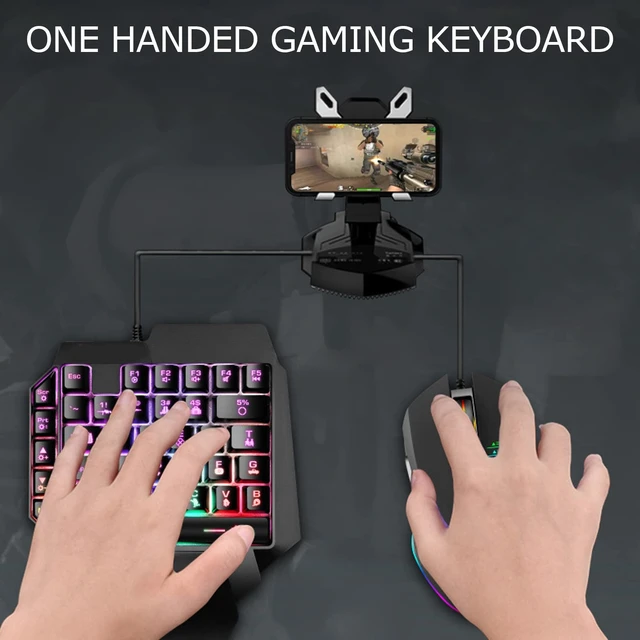 Alt view image 4 of 7 - One Handed Gaming Keyboard, 39 Keys Luminous Professional Gaming Keyboard USB Wired Single Hand Mechanical Keyboard with Wrist Rest for PC Gaming