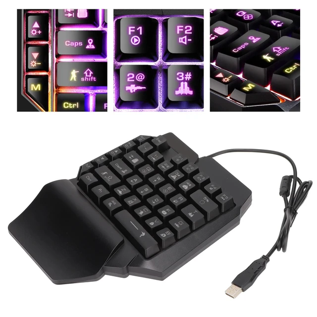 Alt view image 6 of 7 - One Handed Gaming Keyboard, 39 Keys Luminous Professional Gaming Keyboard USB Wired Single Hand Mechanical Keyboard with Wrist Rest for PC Gaming