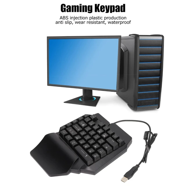 Alt view image 5 of 7 - One Handed Gaming Keyboard, 39 Keys Luminous Professional Gaming Keyboard USB Wired Single Hand Mechanical Keyboard with Wrist Rest for PC Gaming