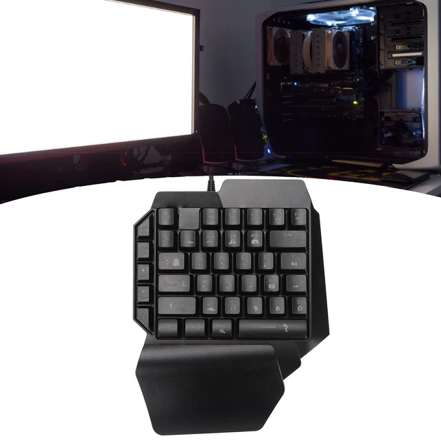 Alt view image 7 of 7 - One Handed Gaming Keyboard, 39 Keys Luminous Professional Gaming Keyboard USB Wired Single Hand Mechanical Keyboard with Wrist Rest for PC Gaming