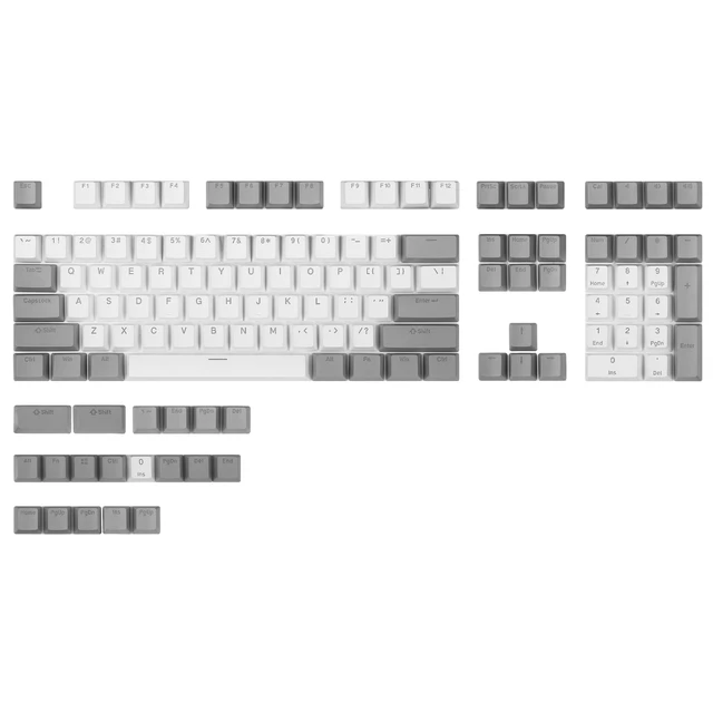 Alt view image 2 of 7 - Balls Keycaps PBT Backlit Cherry MX Keyset Shine Through OEM Profile | White and Gray Doubleshot PBT Keycaps Compatible with US Layout 61 68 75 84 87 96 98 104 108 MX Switches Mechanical Keyboards