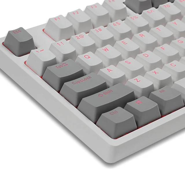 Main image of Balls Keycaps PBT Backlit Cherry MX Keyset Shine Through OEM Profile | White and Gray Doubleshot PBT Keycaps Compatible with US Layout 61 68 75 84 87 96 98 104 108 MX Switches Mechanical Keyboards