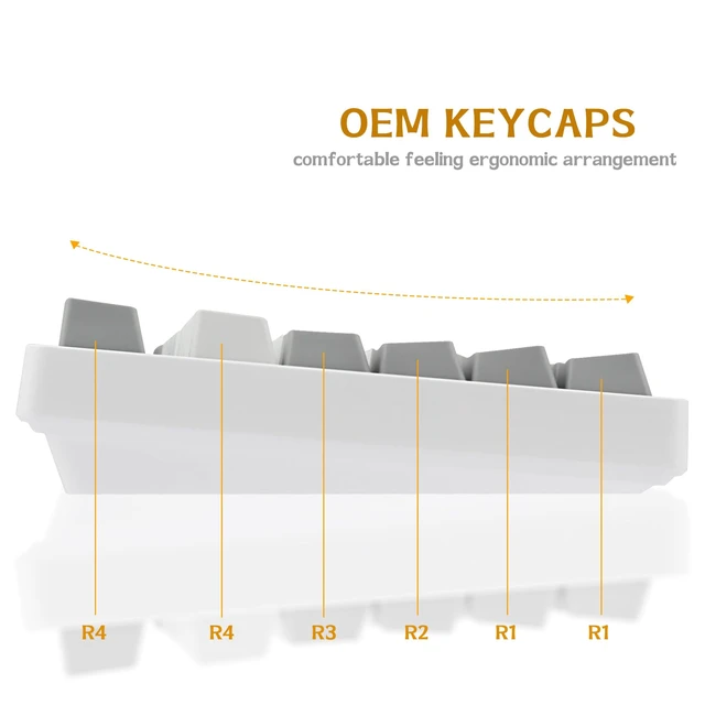 Alt view image 6 of 7 - Balls Keycaps PBT Backlit Cherry MX Keyset Shine Through OEM Profile | White and Gray Doubleshot PBT Keycaps Compatible with US Layout 61 68 75 84 87 96 98 104 108 MX Switches Mechanical Keyboards