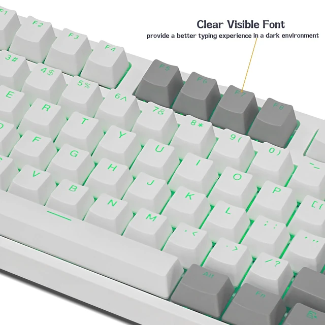 Alt view image 4 of 7 - Balls Keycaps PBT Backlit Cherry MX Keyset Shine Through OEM Profile | White and Gray Doubleshot PBT Keycaps Compatible with US Layout 61 68 75 84 87 96 98 104 108 MX Switches Mechanical Keyboards