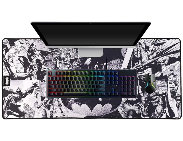 Alt view image 4 of 5 - Batman Mouse Pad XXL 35x15 in Gaming Desk Mat Extra Large | DC Comics Batman officially licensed, Gaming mousepad 90x40 cm, Non-slip rubber base, Extended surface