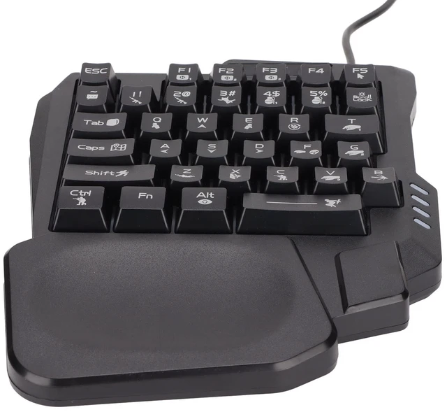 Main image of One Handed Gaming Keyboard, Three Colors Backlight Wide Palm Rest 35 Keys Gaming Keyboard for Computer for Mobile Games