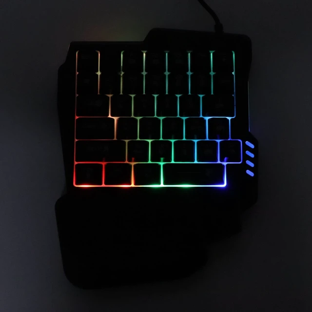 Alt view image 5 of 7 - One Handed Gaming Keyboard, Three Colors Backlight Wide Palm Rest 35 Keys Gaming Keyboard for Computer for Mobile Games