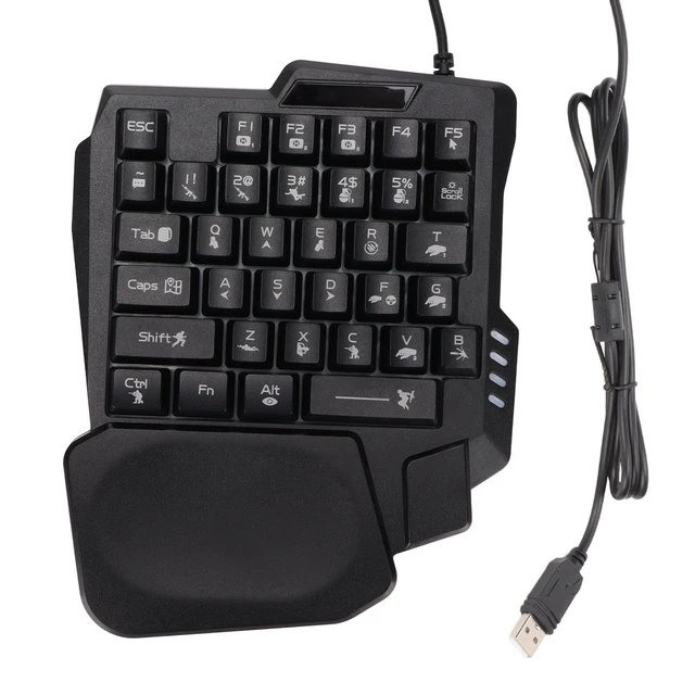 Alt view image 7 of 7 - One Handed Gaming Keyboard, Three Colors Backlight Wide Palm Rest 35 Keys Gaming Keyboard for Computer for Mobile Games