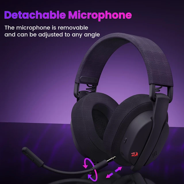 Alt view image 6 of 7 - H888 Wireless Gaming Headset with 7.1 Surround Sound, Tri-Mode Gaming Headphones, 168G Lightweight Design - Detachable Mic - 40MM Driver Soft Memory Foam Padding Gamer Headset for PC, Black