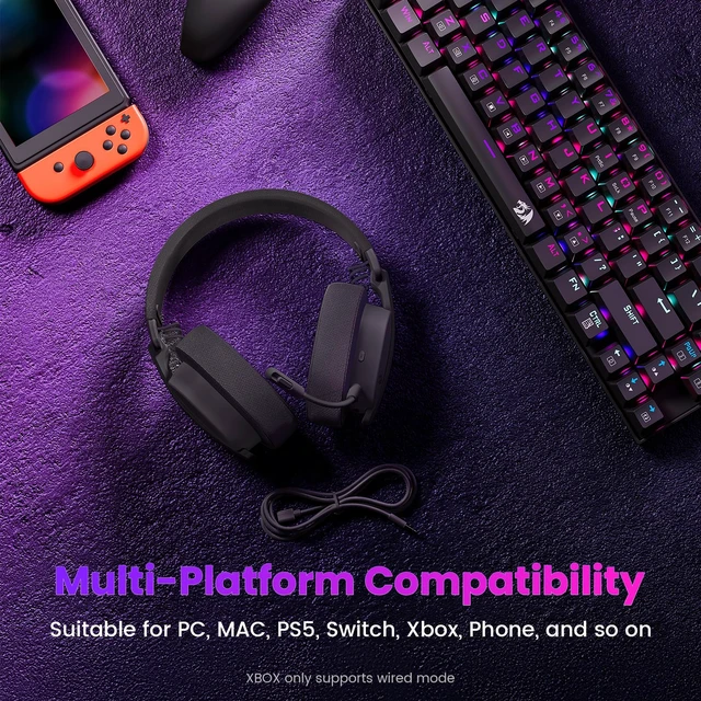 Alt view image 7 of 7 - H888 Wireless Gaming Headset with 7.1 Surround Sound, Tri-Mode Gaming Headphones, 168G Lightweight Design - Detachable Mic - 40MM Driver Soft Memory Foam Padding Gamer Headset for PC, Black
