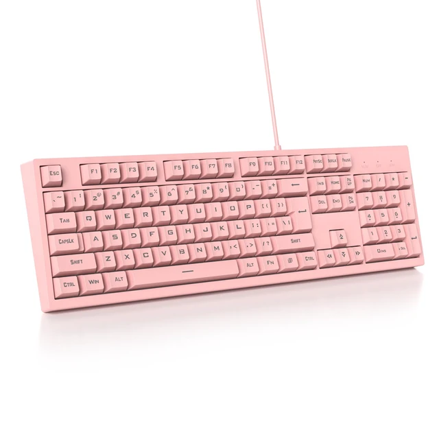 Alt view image 2 of 7 - Pink Gaming Keyboard - 104 Keys Silent Creamy LED Backlit Double Shot Keycaps Wired Membrane Keyboard For PC Laptop