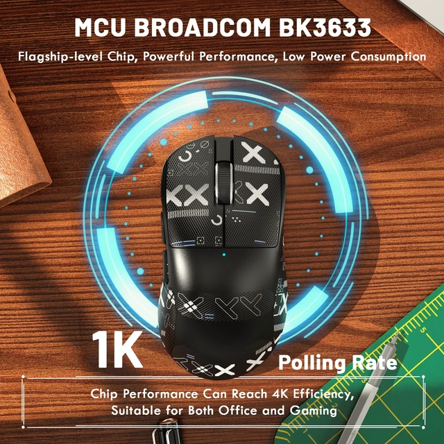 Alt view image 4 of 7 - Magic-Refiner X2 Wireless Gaming Mouse, Tri-Mode 2.4G/USB-C Wired/Bluetooth, PAW3311 Sensor, 25000 DPI, 1000Hz Polling Rate, 69g Ergonomic Design, Grip Tape Included, Black