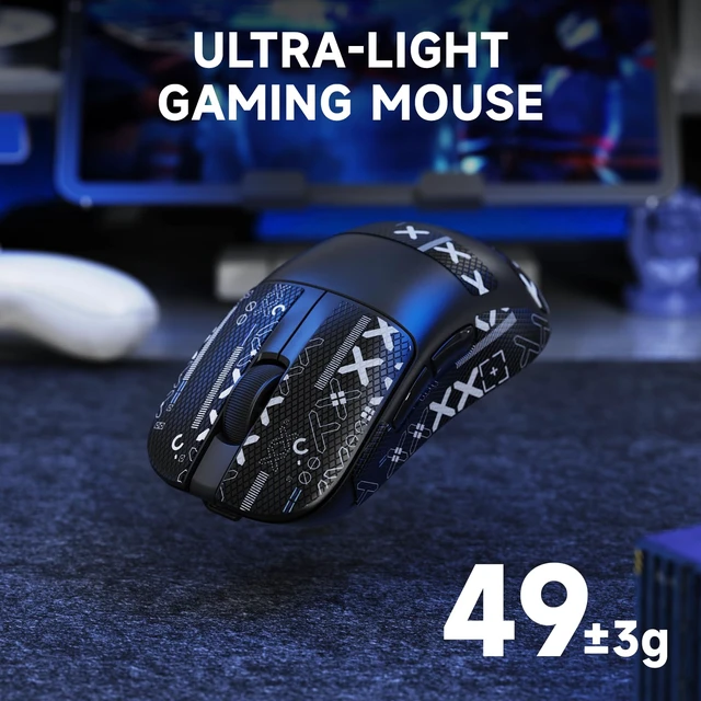 Alt view image 4 of 7 - Magic-Refiner AJ199 Lightweight Wireless Gaming Mouse,Tri-Mode(2.4G/Wired/BT),24K DPI,PAW3311 Optical Sensor,1000Hz Polling Rate,600mAh,49g Ergonomic Mice for Mid-Large Hands-Black&Sticker