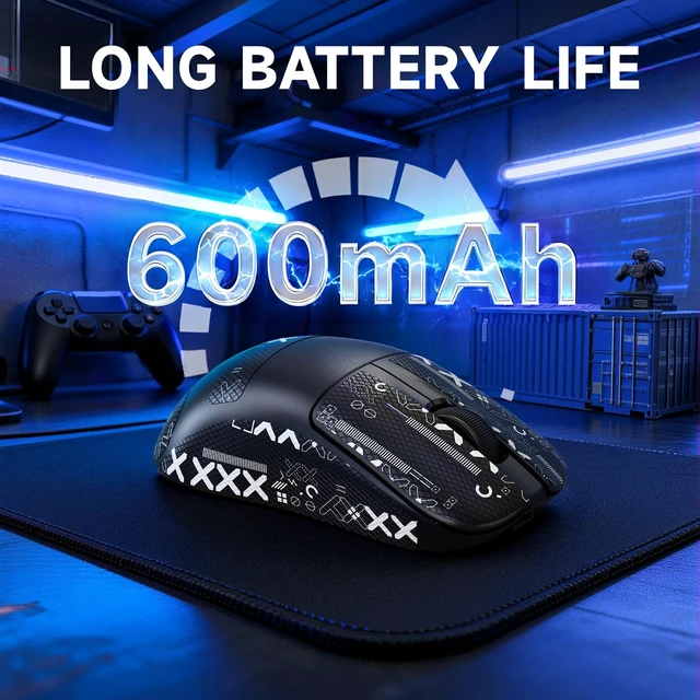 Alt view image 7 of 7 - Magic-Refiner AJ199 Lightweight Wireless Gaming Mouse,Tri-Mode(2.4G/Wired/BT),24K DPI,PAW3311 Optical Sensor,1000Hz Polling Rate,600mAh,49g Ergonomic Mice for Mid-Large Hands-Black&Sticker