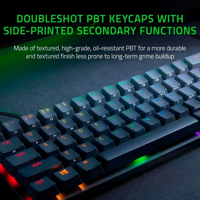 Alt view image 6 of 7 - Huntsman Mini 60% Gaming Keyboard: Fastest Keyboard Switches Ever - Linear Optical Switches - Chroma RGB Lighting - PBT Keycaps - Onboard Memory - Classic Black